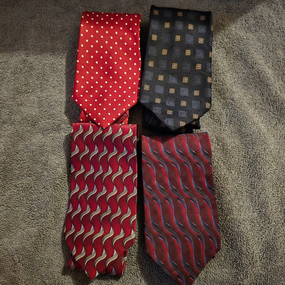 Hathaway Robert Talbott JZ Richards Lot 4 Silk Neckties Mens Red Navy Geometric